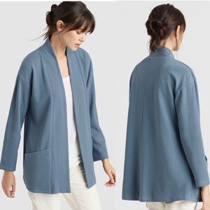 NWT Eileen Fisher Large Chambray Blue Eco Knit Kimono Jacket F8FXQ-J4872 $278